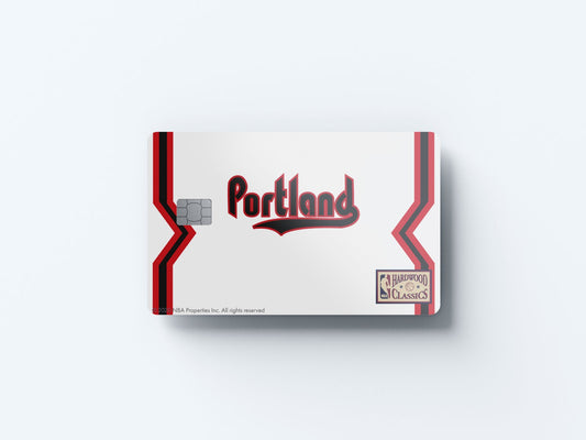Watercolor portland trail blazers home warmups hardwood classics design | credit card sticker | small chip | credit card skin for nursery and home wall decor.