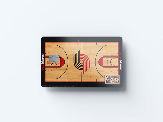 Watercolor portland trail blazers retro courtside hardwood classics design | credit card sticker | small chip | credit card skin for nursery and home wall decor.