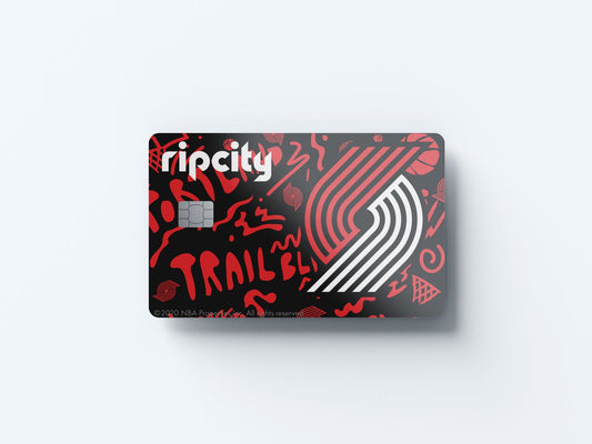 Watercolor portland trail blazers team mural design | credit card sticker | small chip | credit card skin for nursery and home wall decor.
