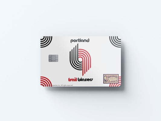 Watercolor portland trail blazers throwback hardwood classics design | credit card sticker | small chip | credit card skin for nursery and home wall decor.