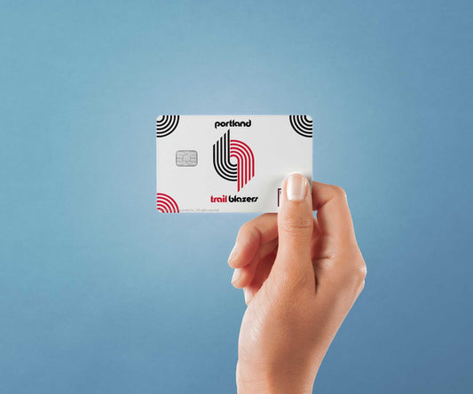 Watercolor portland trail blazers throwback hardwood classics design | credit card sticker | small chip | credit card skin for nursery and home wall decor.