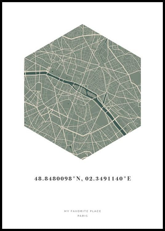 Hexagon Map Moss Personal Poster