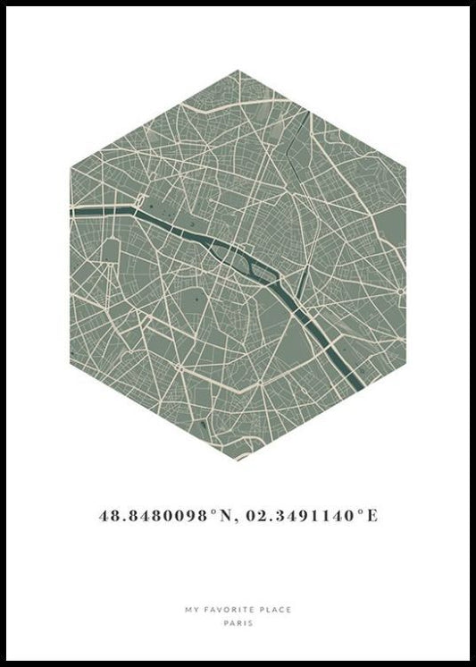 Hexagon Map Moss Personal Poster