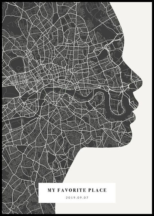 Silhouette Map Night Personal Poster