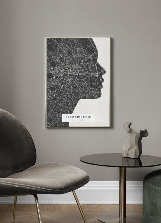 Silhouette Map Night Personal Poster