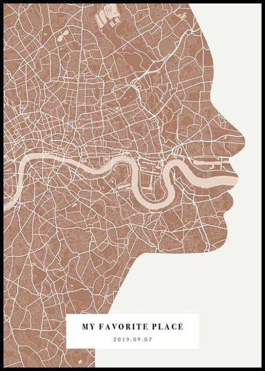 Silhouette Map Rusty Pink Personal Poster