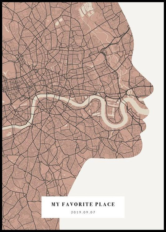 Silhouette Map Vintage Pink Personal Poster