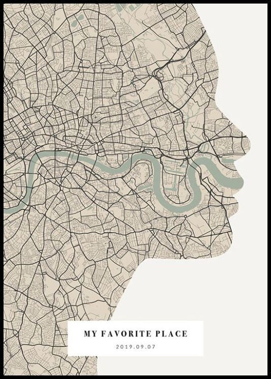 Silhouette Map Vintage Green Personal Poster