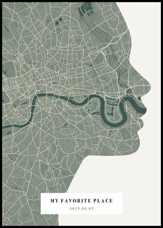 Watercolor silhouette map moss personal poster for nursery and home wall decor.