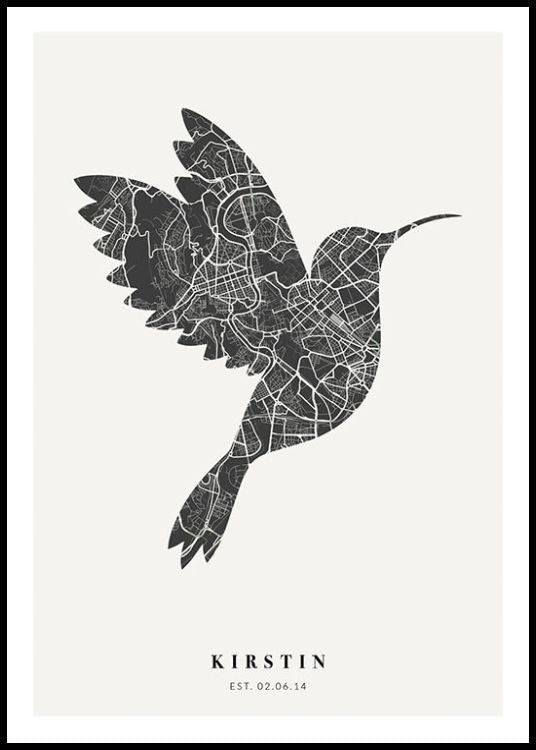 Bird Map Night Personal Poster