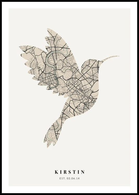 Bird Map Vintage Green Personal Poster