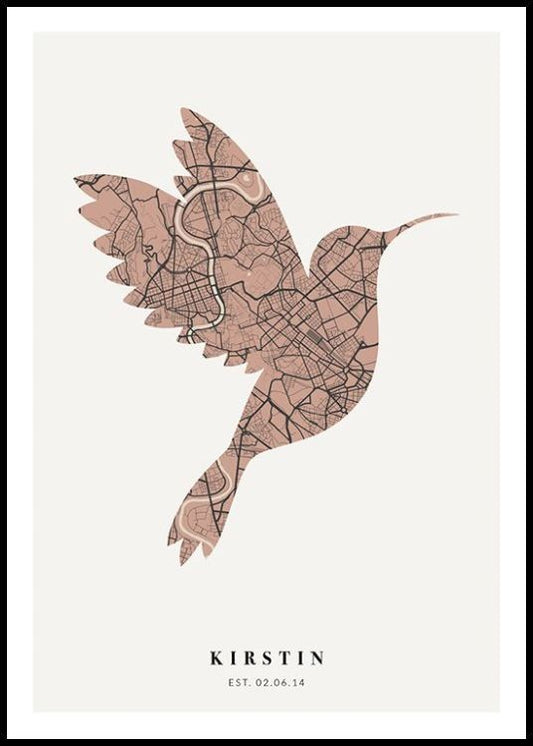 Bird Map Vintage Pink Personal Poster