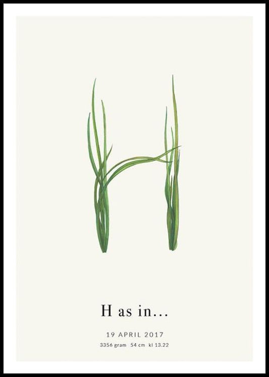 Botanic Letter H Personal Poster