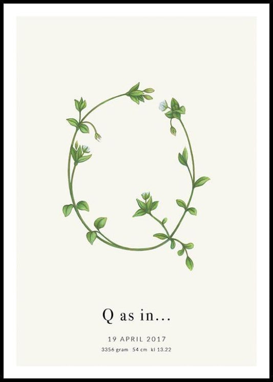 Botanic Letter Q Personal Poster