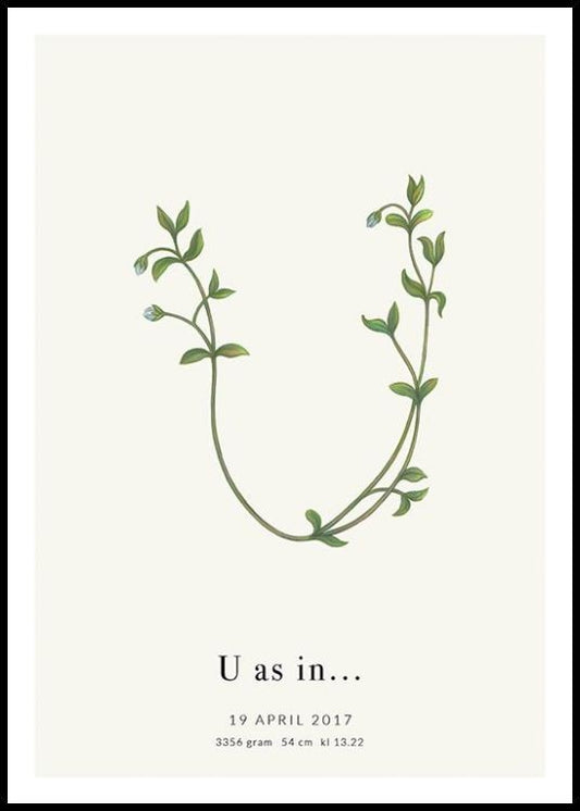 Botanic Letter U Personal Poster