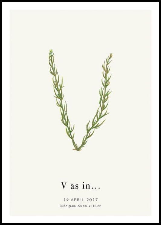 Botanic Letter V Personal Poster
