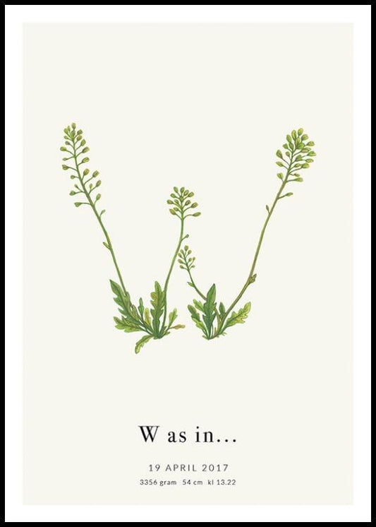 Botanic Letter W Personal Poster