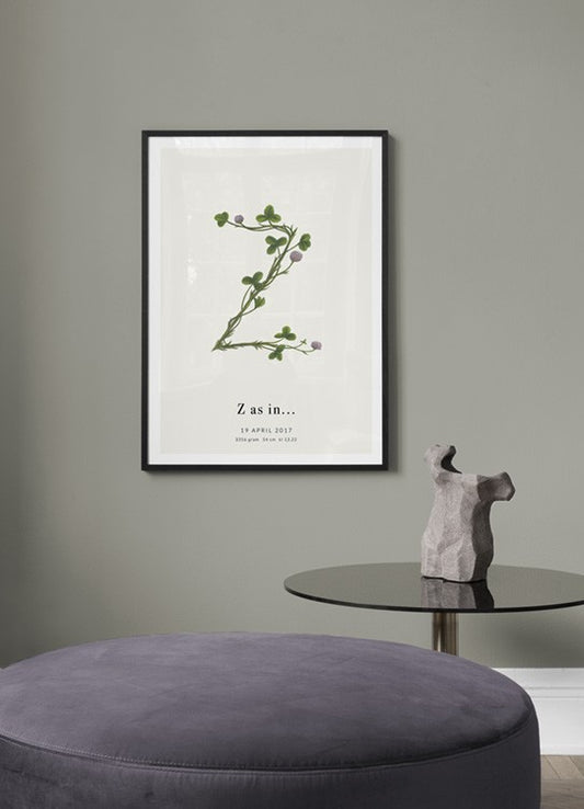 Botanic Letter Z Personal Poster