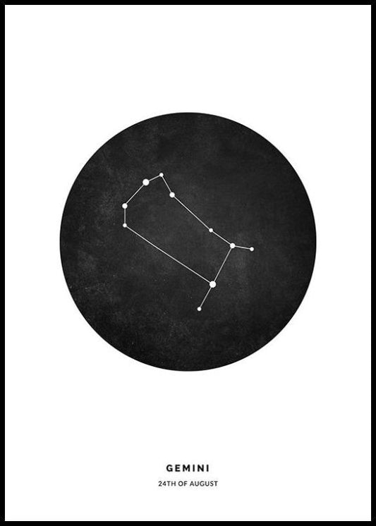 Star Sign Black Gemini Personal Poster
