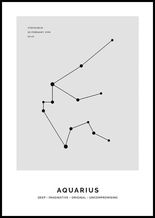 Constellation Grey Aquarius Personal Poster