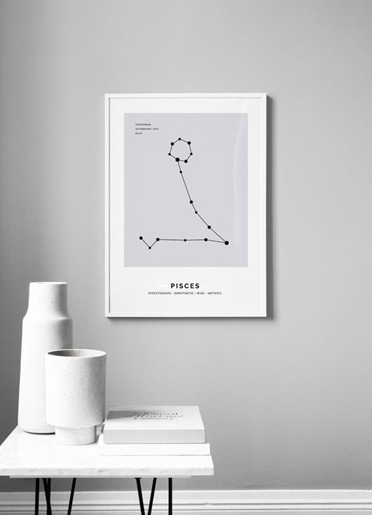 Constellation Grey Pisces Personal Poster