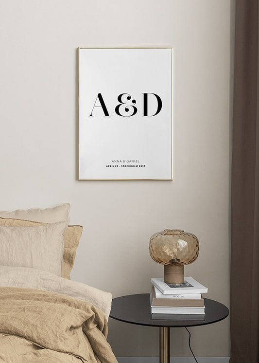 Watercolor our letters personal poster for nursery and home wall decor.