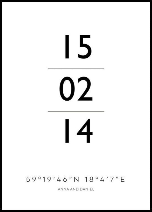 Watercolor the date white personal poster for nursery and home wall decor.