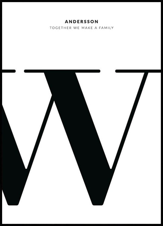 Watercolor letter w personal poster for nursery and home wall decor.