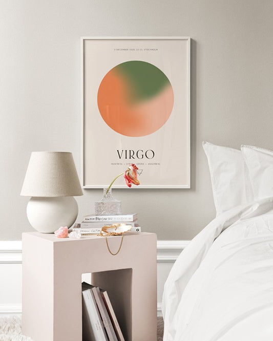 Watercolor aura energy virgo personal poster for nursery and home wall decor.