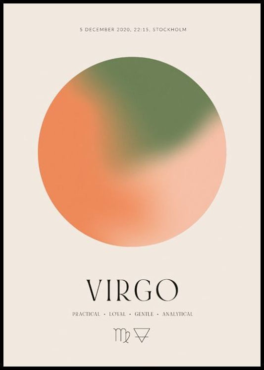 Watercolor aura energy virgo personal poster for nursery and home wall decor.