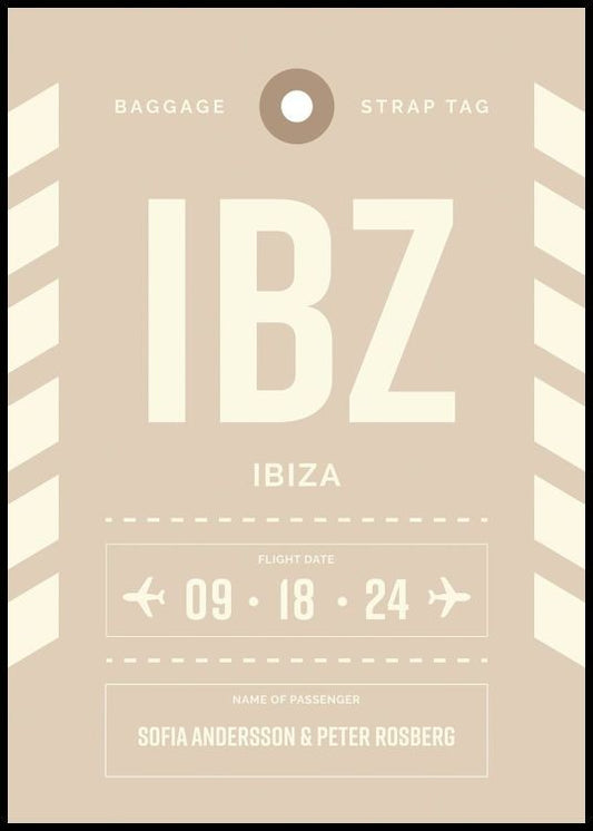 Baggage Tag No2 Beige Personal Poster