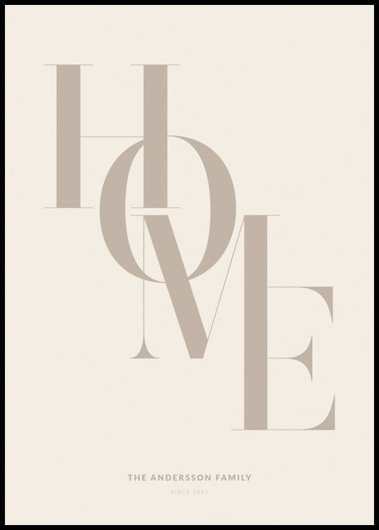 Watercolor home beige personal poster for nursery and home wall decor.