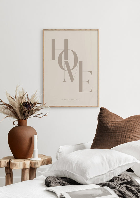 Watercolor home beige personal poster for nursery and home wall decor.