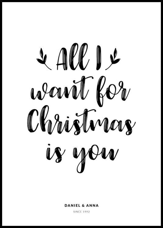 Watercolor all i want personal poster for nursery and home wall decor.