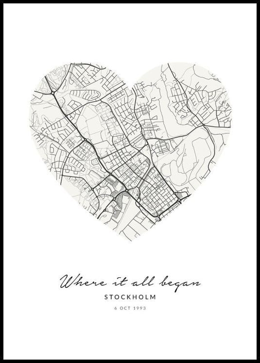 Heart Map Beige Personal Poster