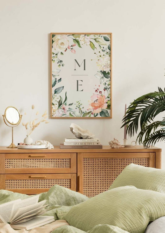 Watercolor initials personal poster for nursery and home wall decor.