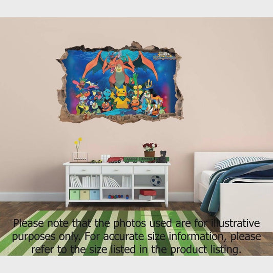 Pokémon Hole In Wall Sticker Decal Decor Kids Bedroom Decoration