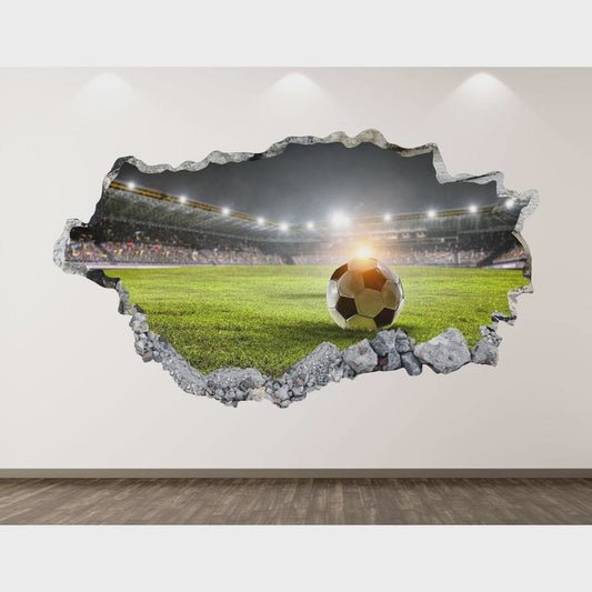 Soccer Wall Decal - Stadium 3D Smashed Wall Art Sticker Kids Decor Vinyl