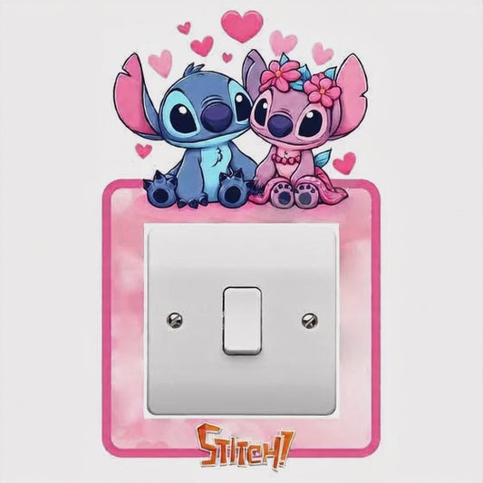 LILO & STITCH Light Switch Surround Sticker Decal Kids Boys Girls Bedroom Decorative Waterproof Accessory