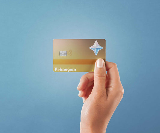 Watercolor primogem design | credit card sticker | small chip | credit card skin for nursery and home wall decor.