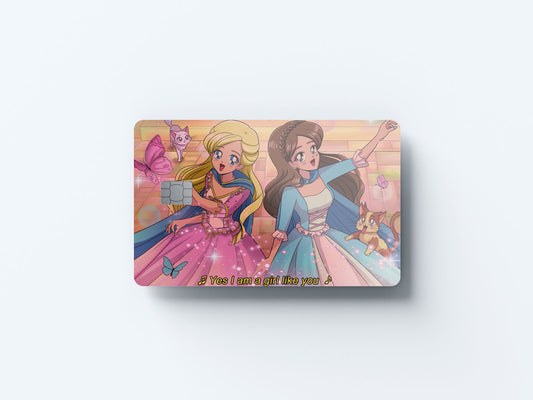 Watercolor princess and the pauper design | credit card sticker | small chip | credit card skin for nursery and home wall decor.