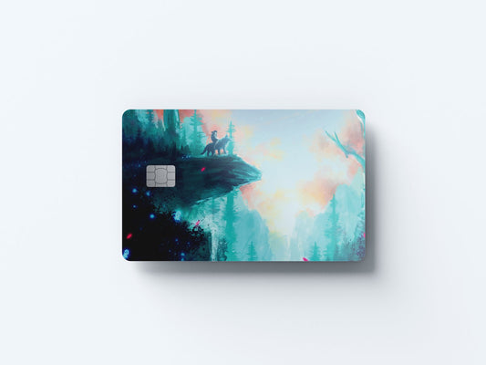Watercolor princess mononoke design | credit card sticker | small chip | credit card skin for nursery and home wall decor.
