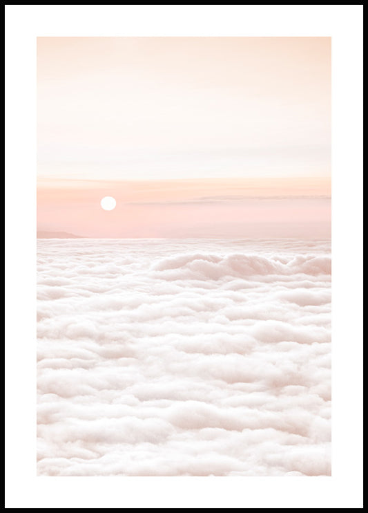 Watercolor over the clouds poster for nursery and home wall decor.
