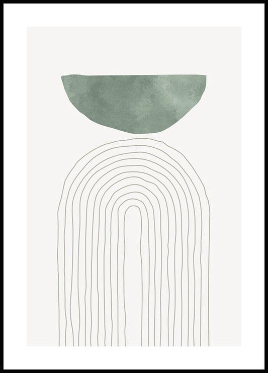 Watercolor green arch illustration no1 poster for nursery and home wall decor.