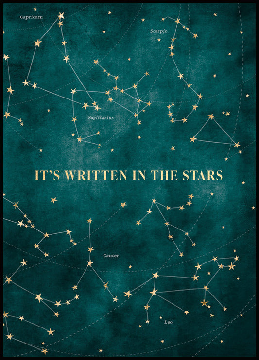 Watercolor written in the stars poster for nursery and home wall decor.