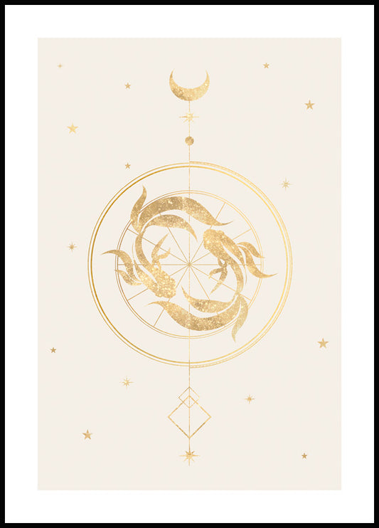 Watercolor pisces poster for nursery and home wall decor.