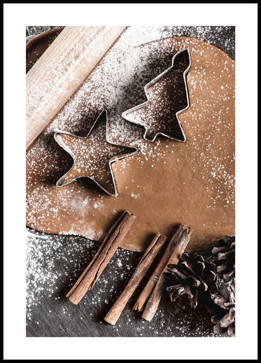 Watercolor gingerbread poster for nursery and home wall decor.