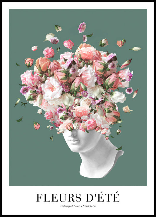 Watercolor flower statue no2 poster for nursery and home wall decor.