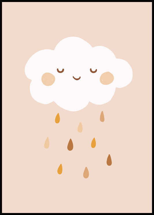 Watercolor smiling cloud poster for nursery and home wall decor.