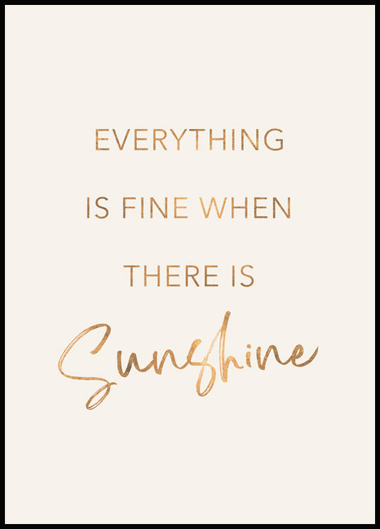 Watercolor golden sunshine poster for nursery and home wall decor.